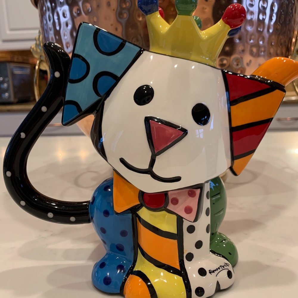 ROMERO BRITTO PUPPY TEA POT SUGAR/CREAMER & TRIVET